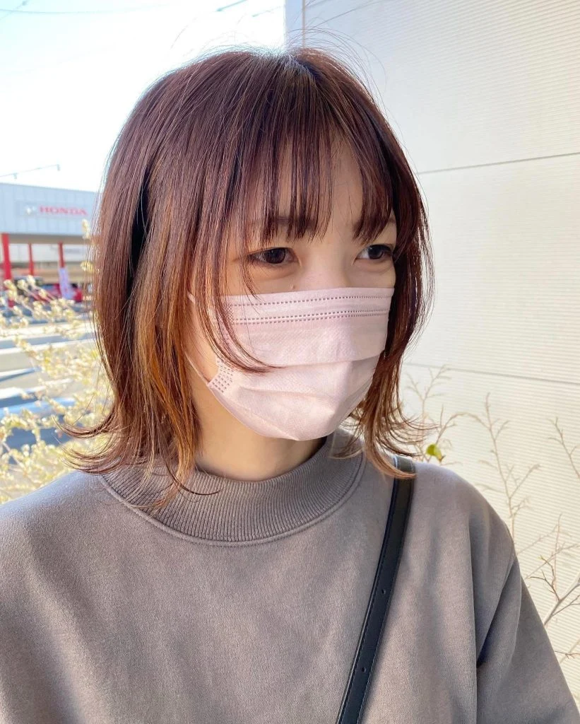 外ハネBobとインナーハイライト🖤