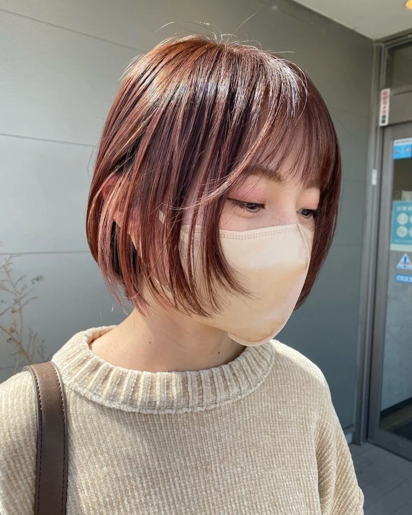 うっすらピンクとショートボブ😍😍😍