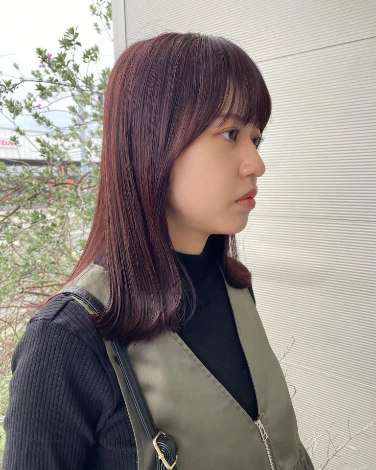 縛っても可愛い顔周りのカット✖️ピンクブラウン