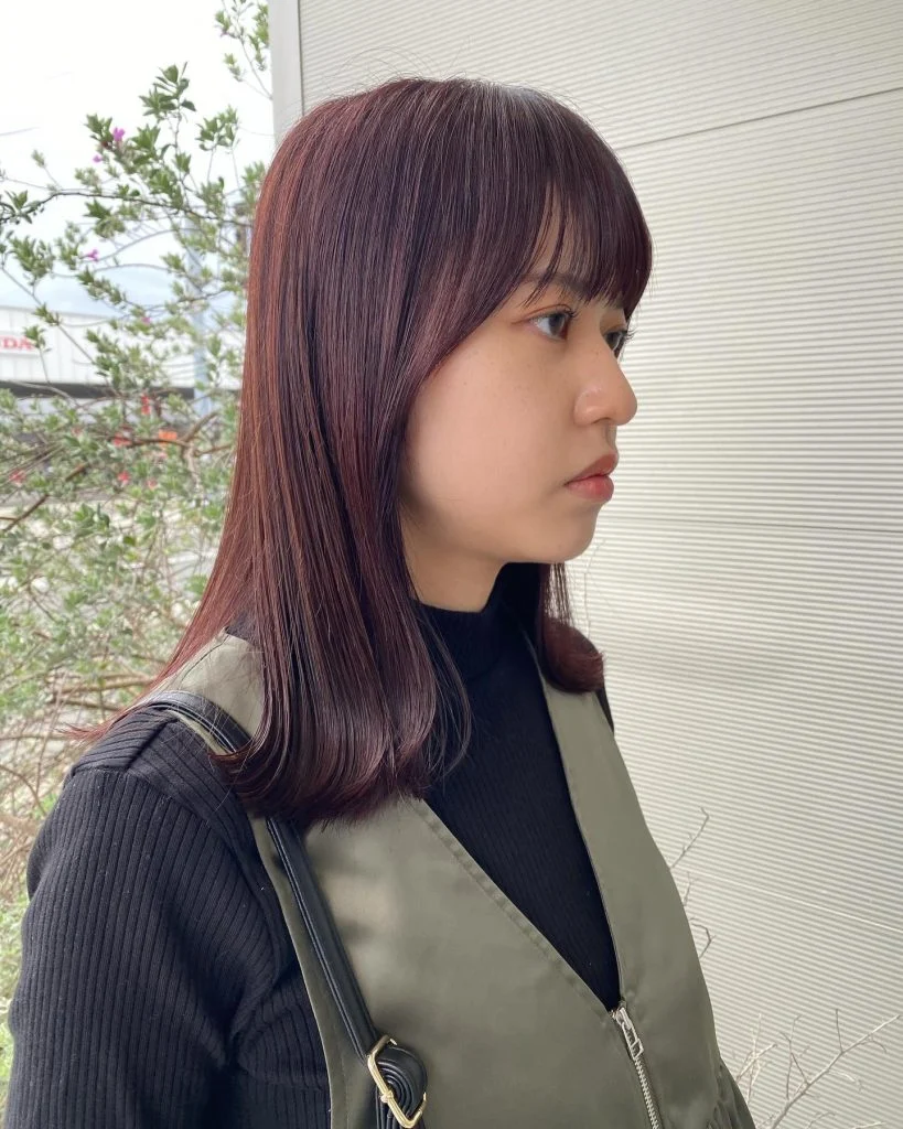 縛っても可愛い顔周りのカット✖️ピンクブラウン